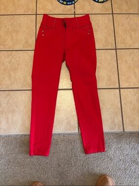 Women's Red Stretch Slim Jeans